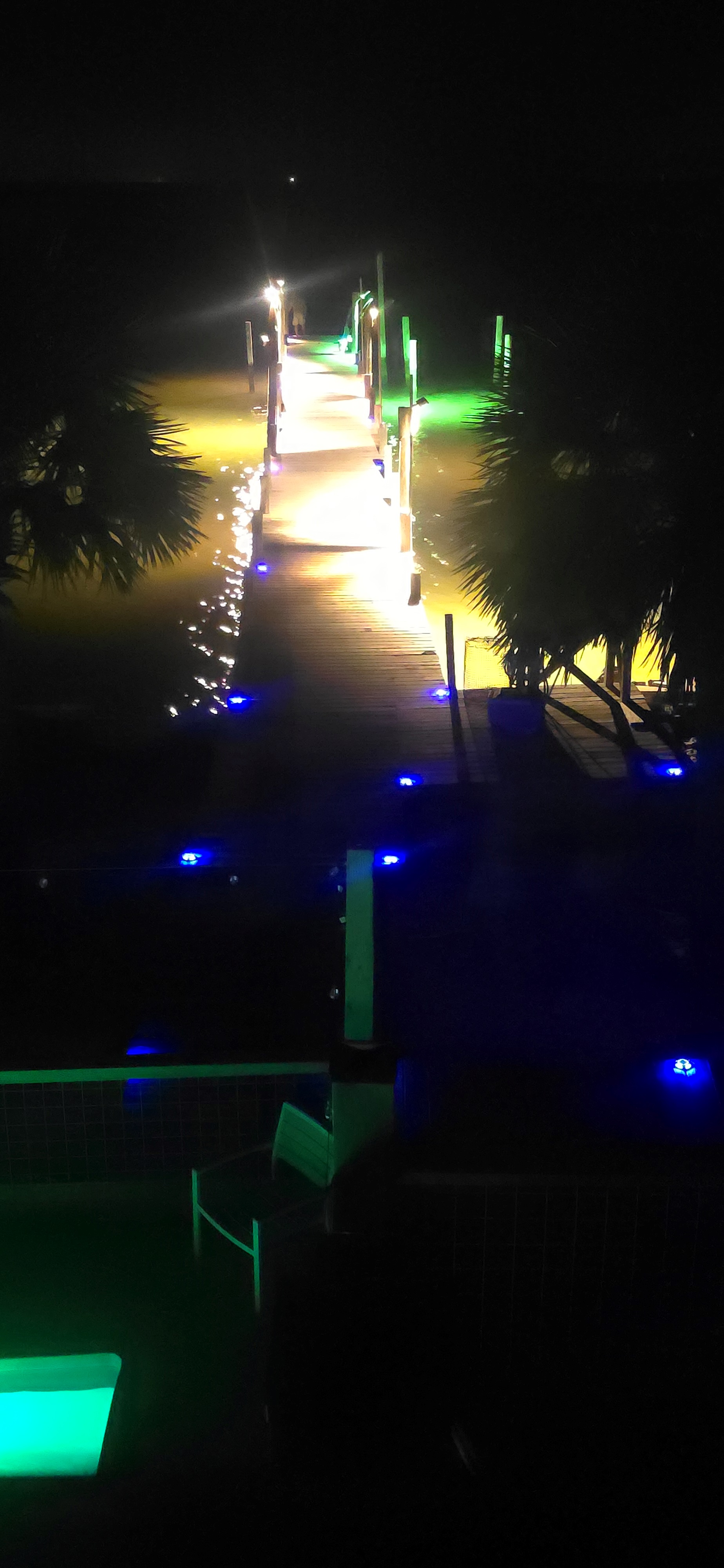 Fully lit pier for bight fishing.