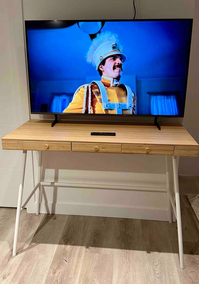 Samsung OLED Smart TV & Work Desk in Best Whistler Rental Bedroom 1 (Master) 
