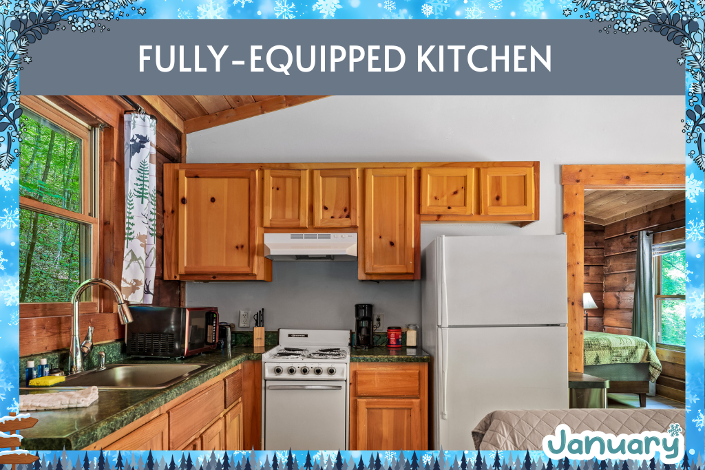 Fuel your adventures – cook, brew, and gather in this fully-equipped kitchen.
