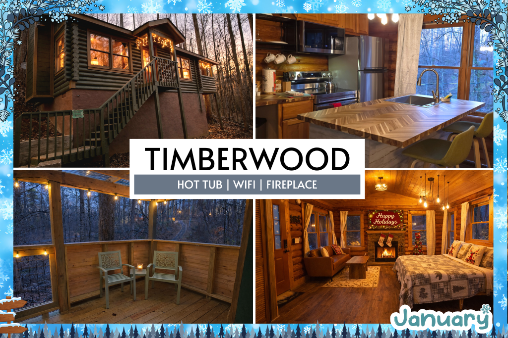 Timberwood offers a peaceful escape with a private hot tub, crackling fireplace, modern kitchen, and fast WiFi. Whether you're sipping cocoa by the fire or soaking under the stars, this cabin is the perfect spot to unwind and recharge.