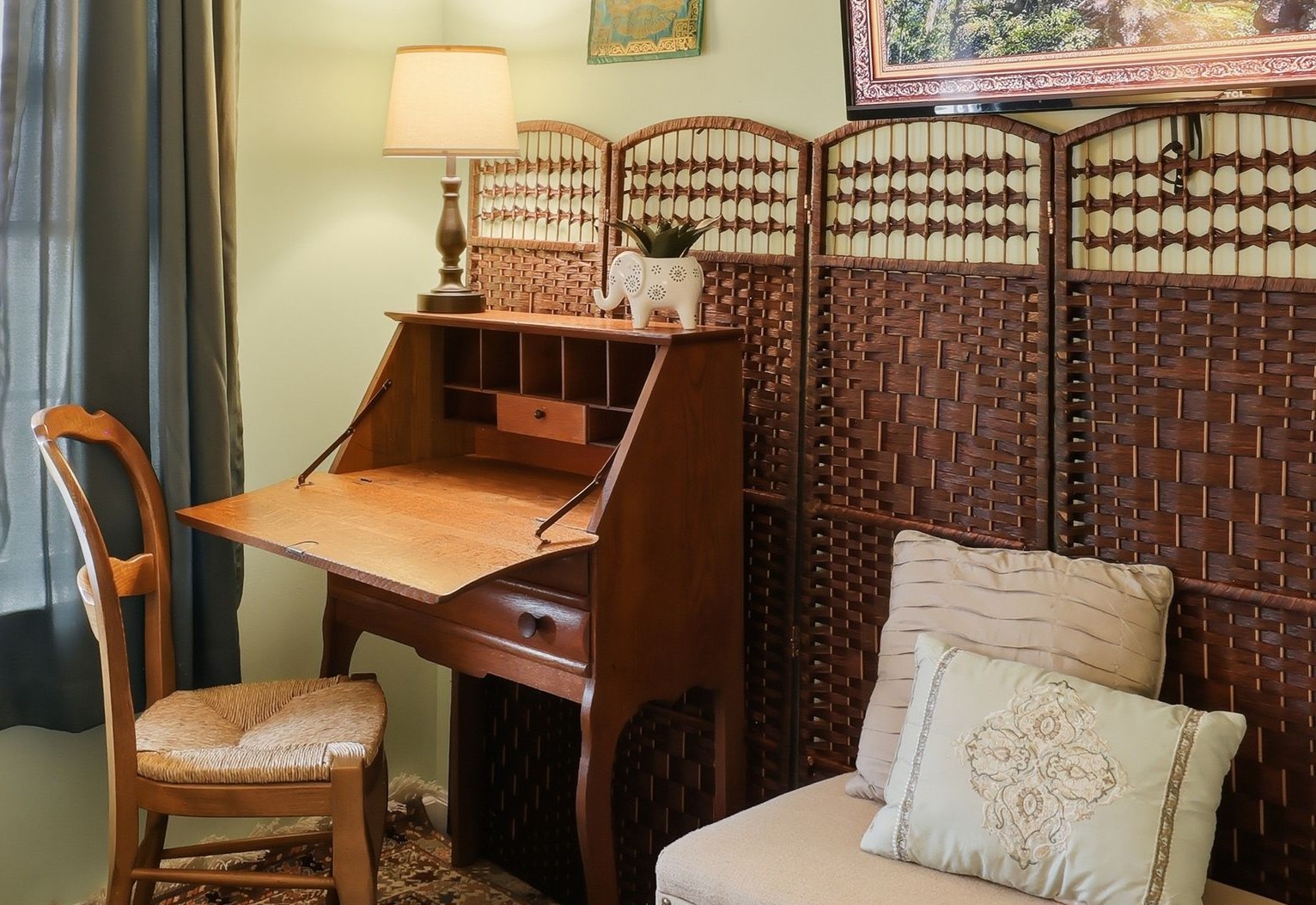 Bright, convenient workspace in the second bedroom
