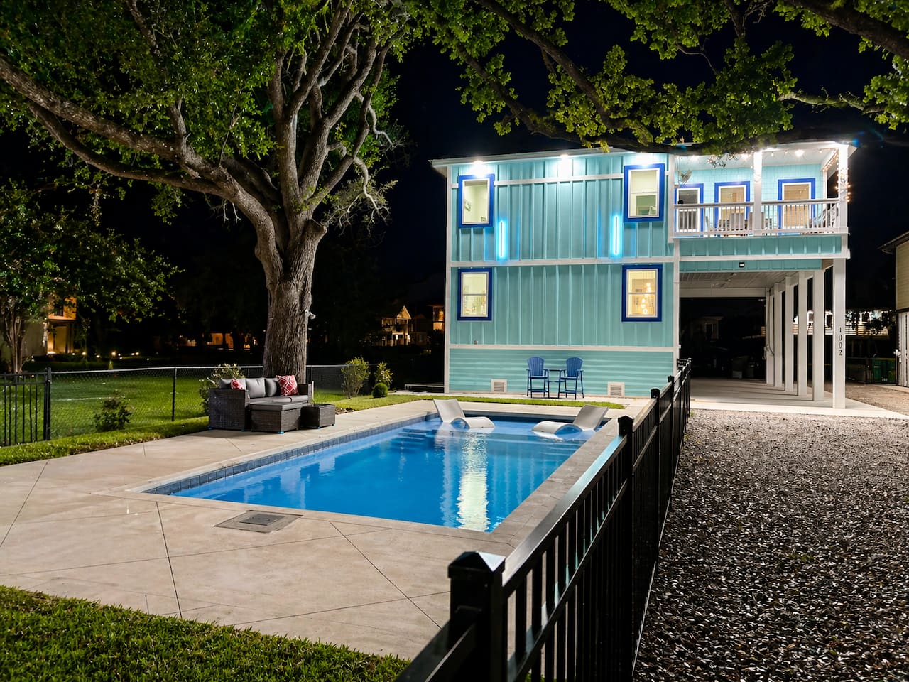 Unwind with a peaceful evening swim under the stars.