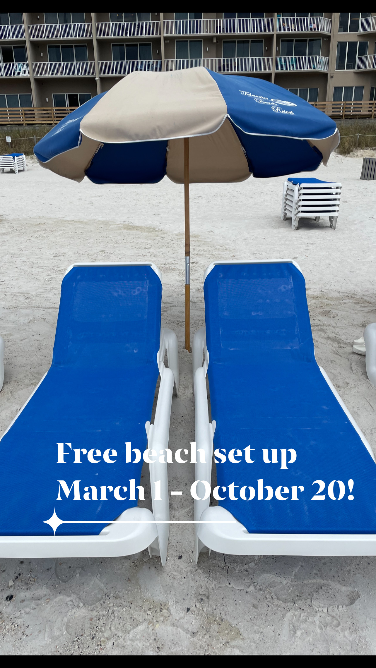 Complimentary beach service for 2 beginning March 