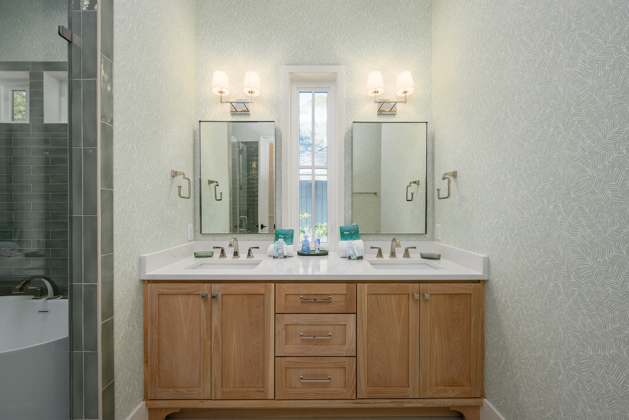 Master bath features double sink vanity