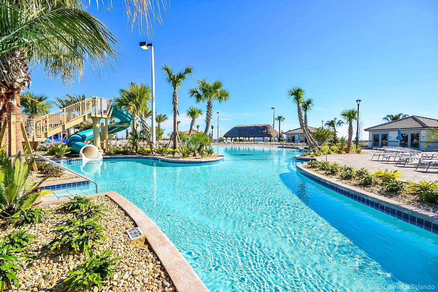 Enjoy the large lazy river, pool and slides at the Championsgate clubhouse with your family. Enjoy on-side food and drink delivery right to your seats and even a swim-up bar in case you don't want to leave the pool at all. 