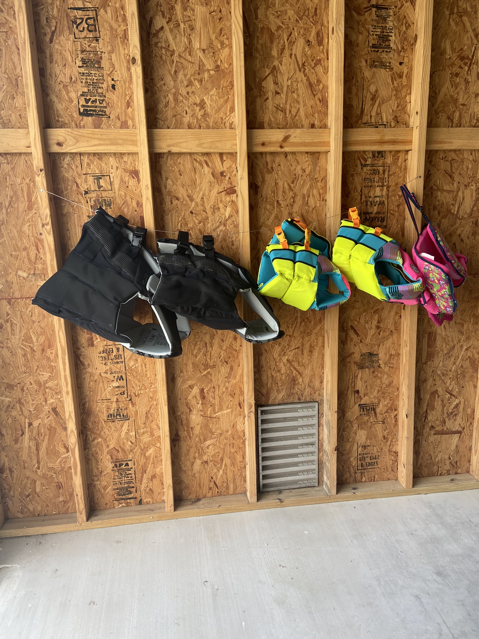 We provide a small selection of life jackets.