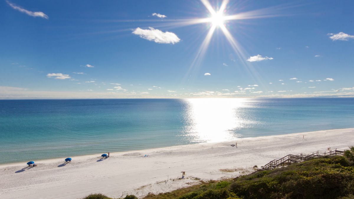 Sandestin beach on the Gulf, reached by the resort tram from the stop at the entrance