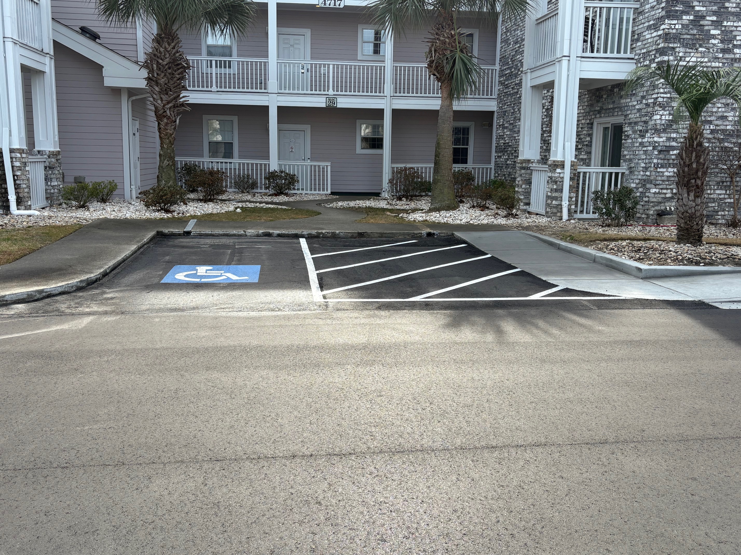Handicap parking in front of unit