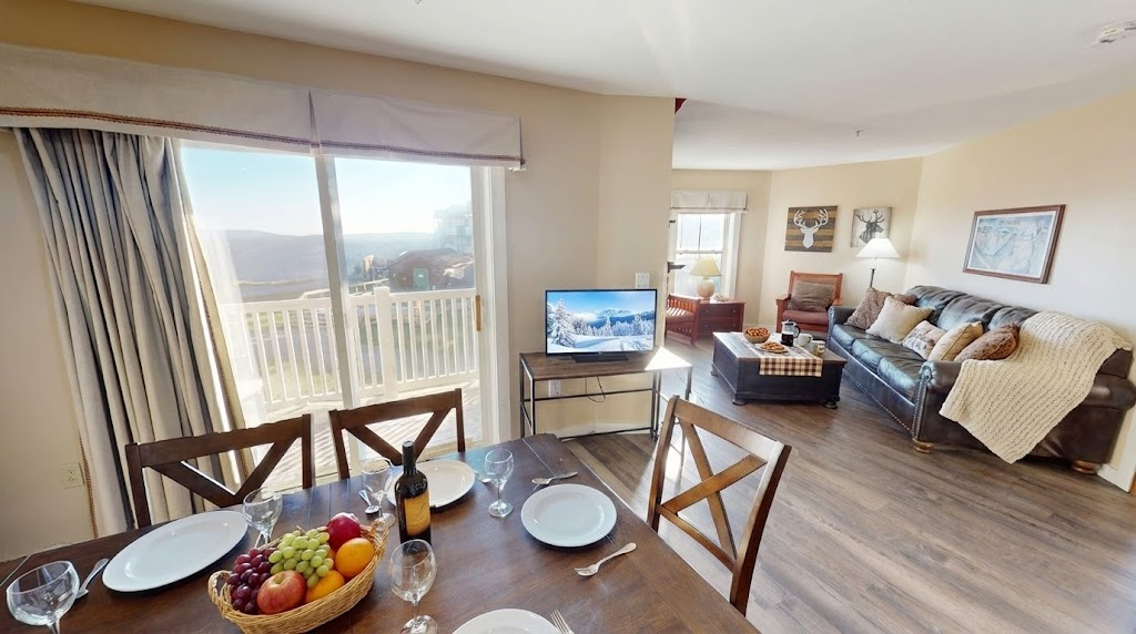 Gather-round dining for six—family meals with mountain views.