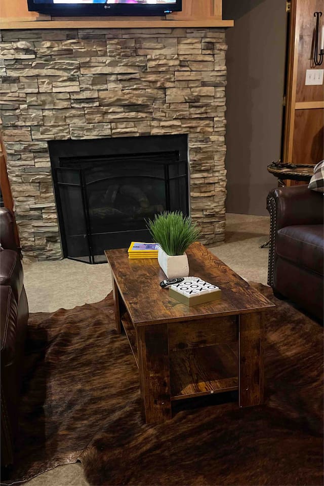 Our coffee table doubles as a fold up table for dining or working on your laptop!