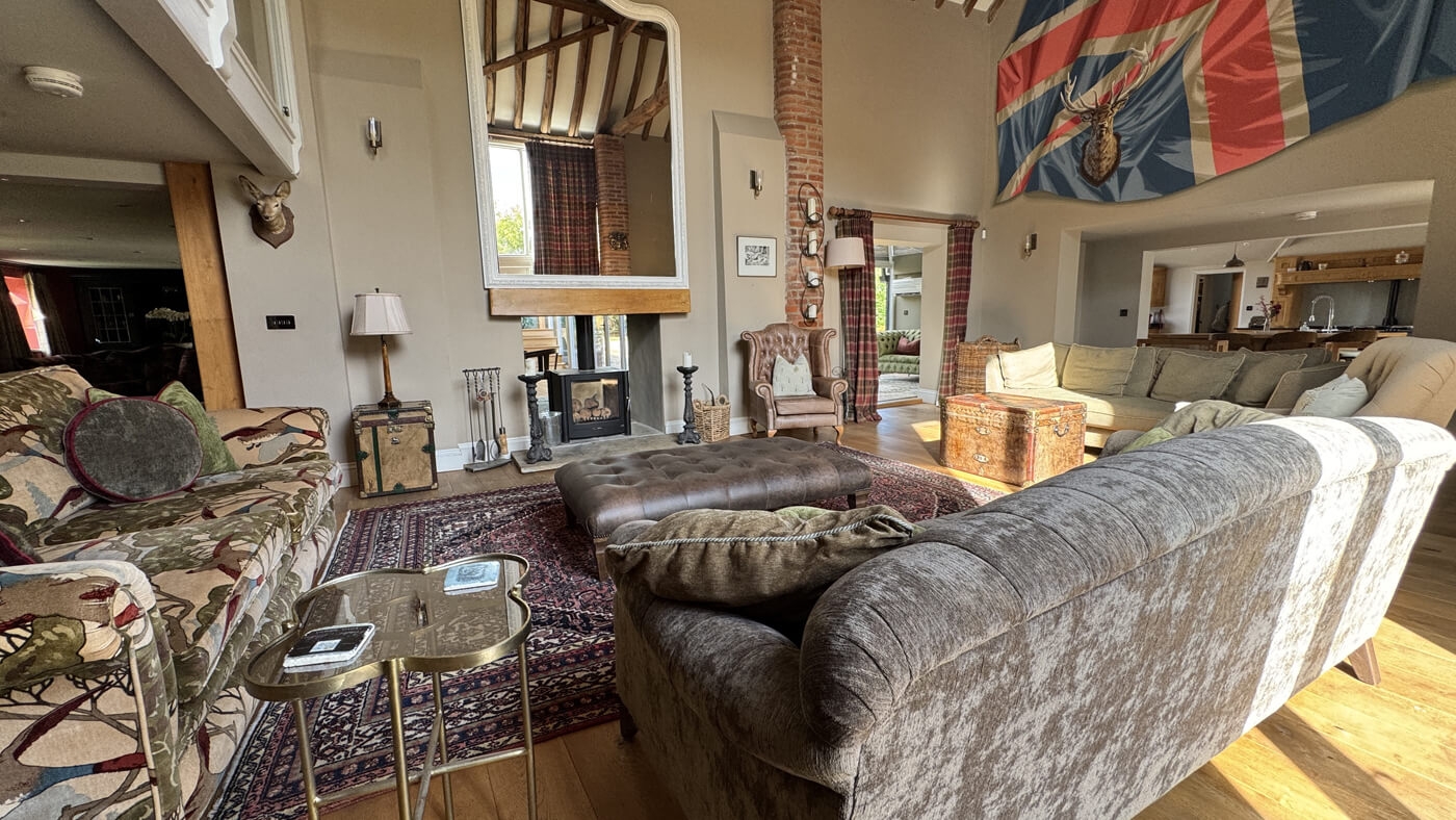 Main living room looking at fireplace