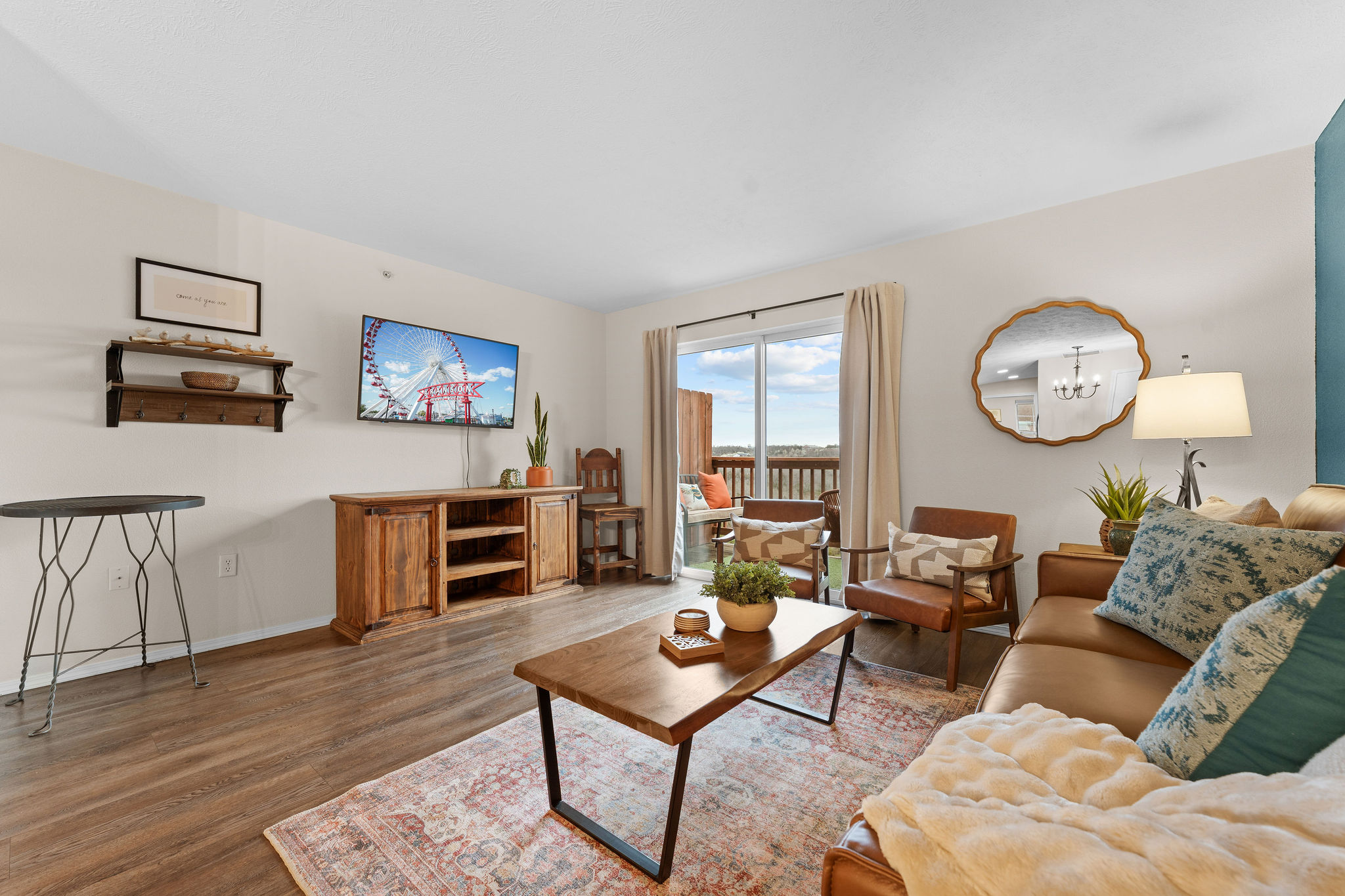 Living area with seating and TV.