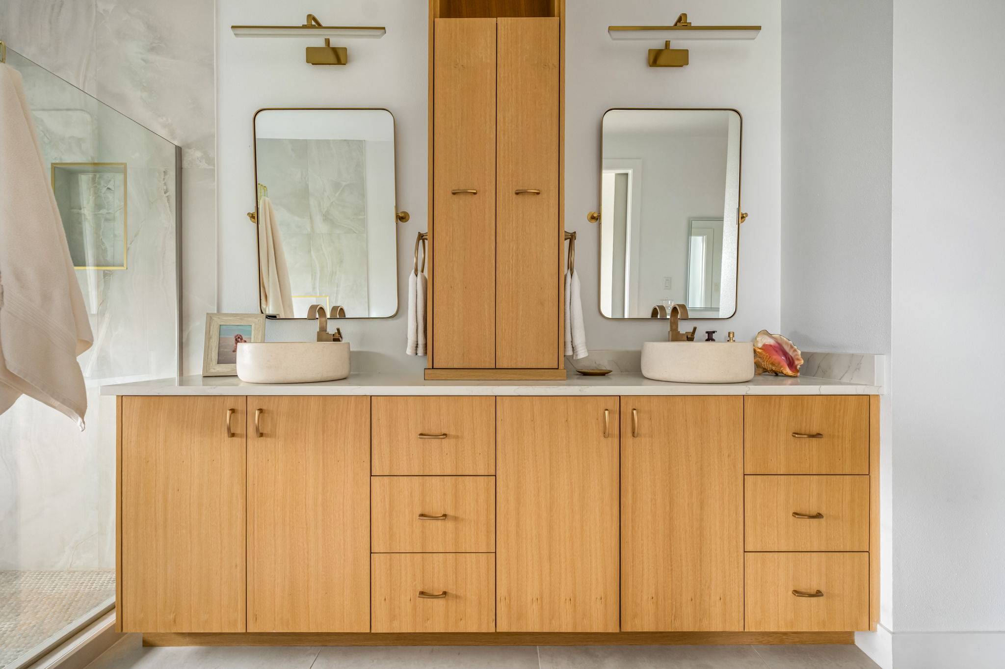 Spacious double vanity bathroom with ample storage