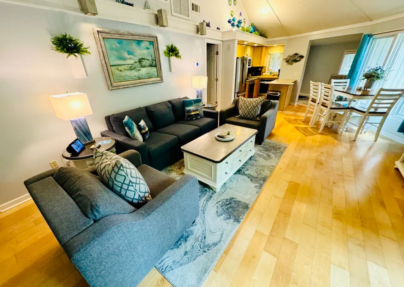 Living room with leather sofa
