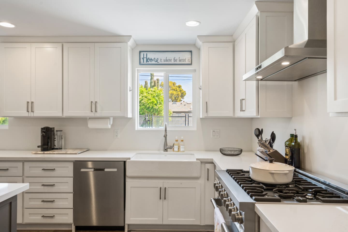 Full kitchen with large island, plenty of storage, and easy access to the dining and living areas.