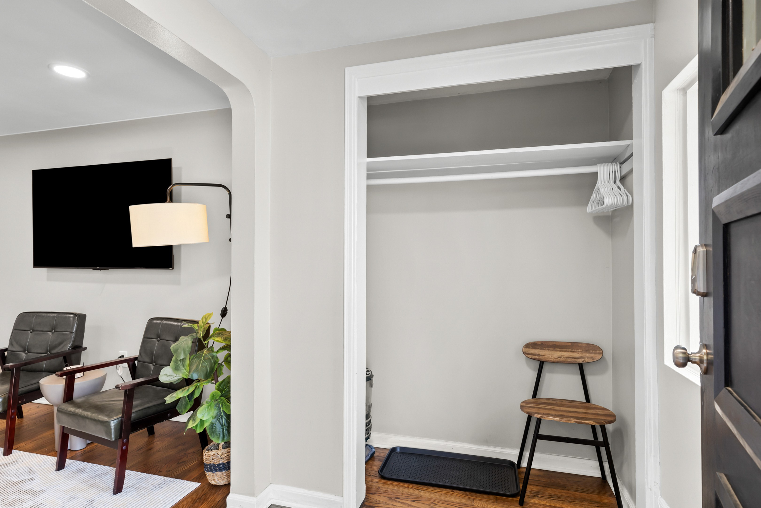 Cleaning closet which can be used as extra storage space.