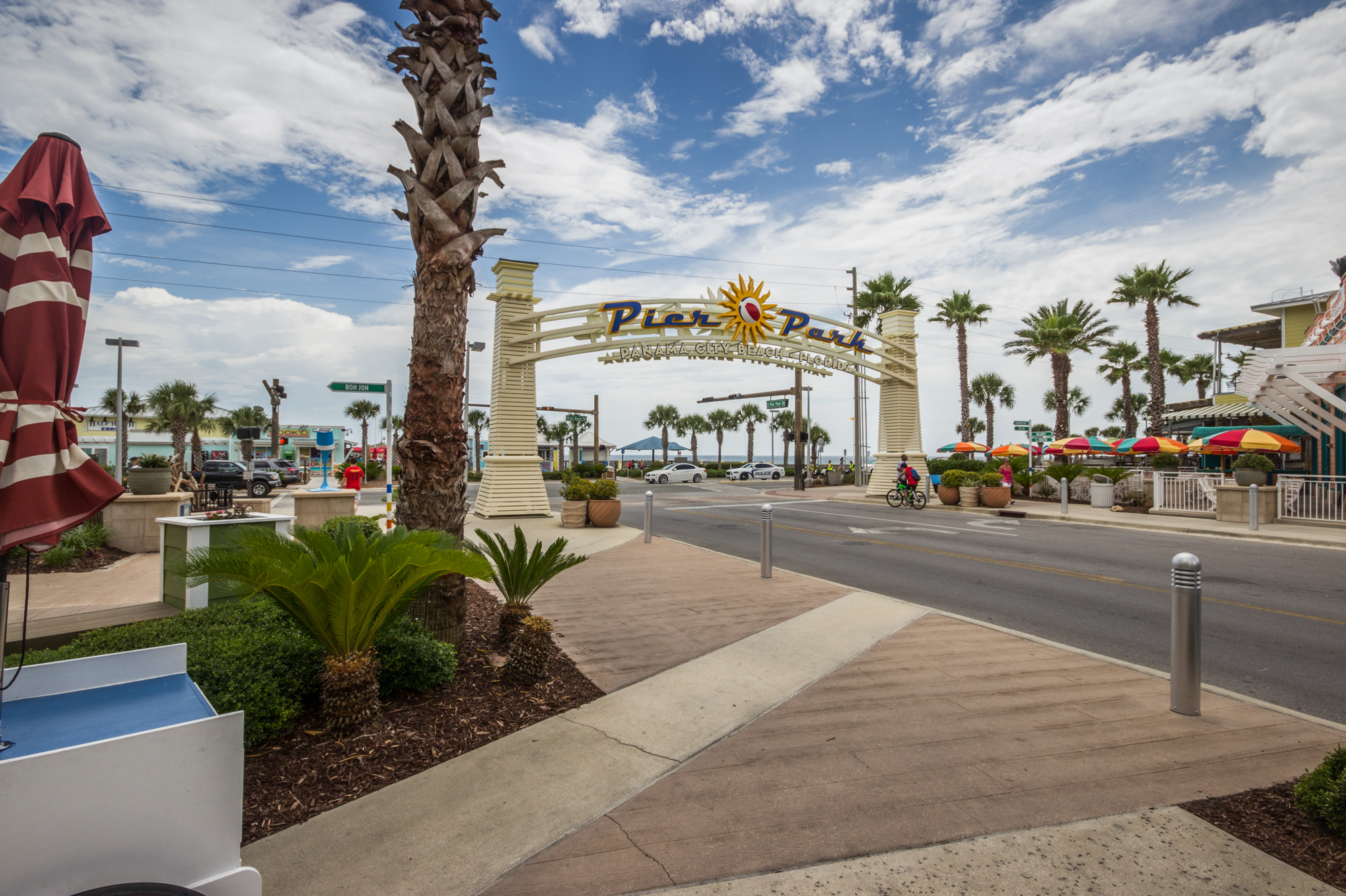 Leaving Pier Park across Front Beach Rd. to the Pier