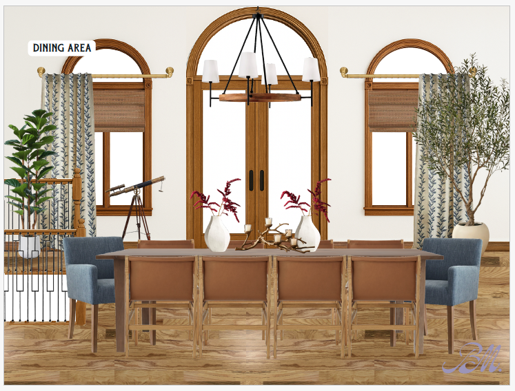 Updated lake-view living room w/ modern styling & an airy, open feel.