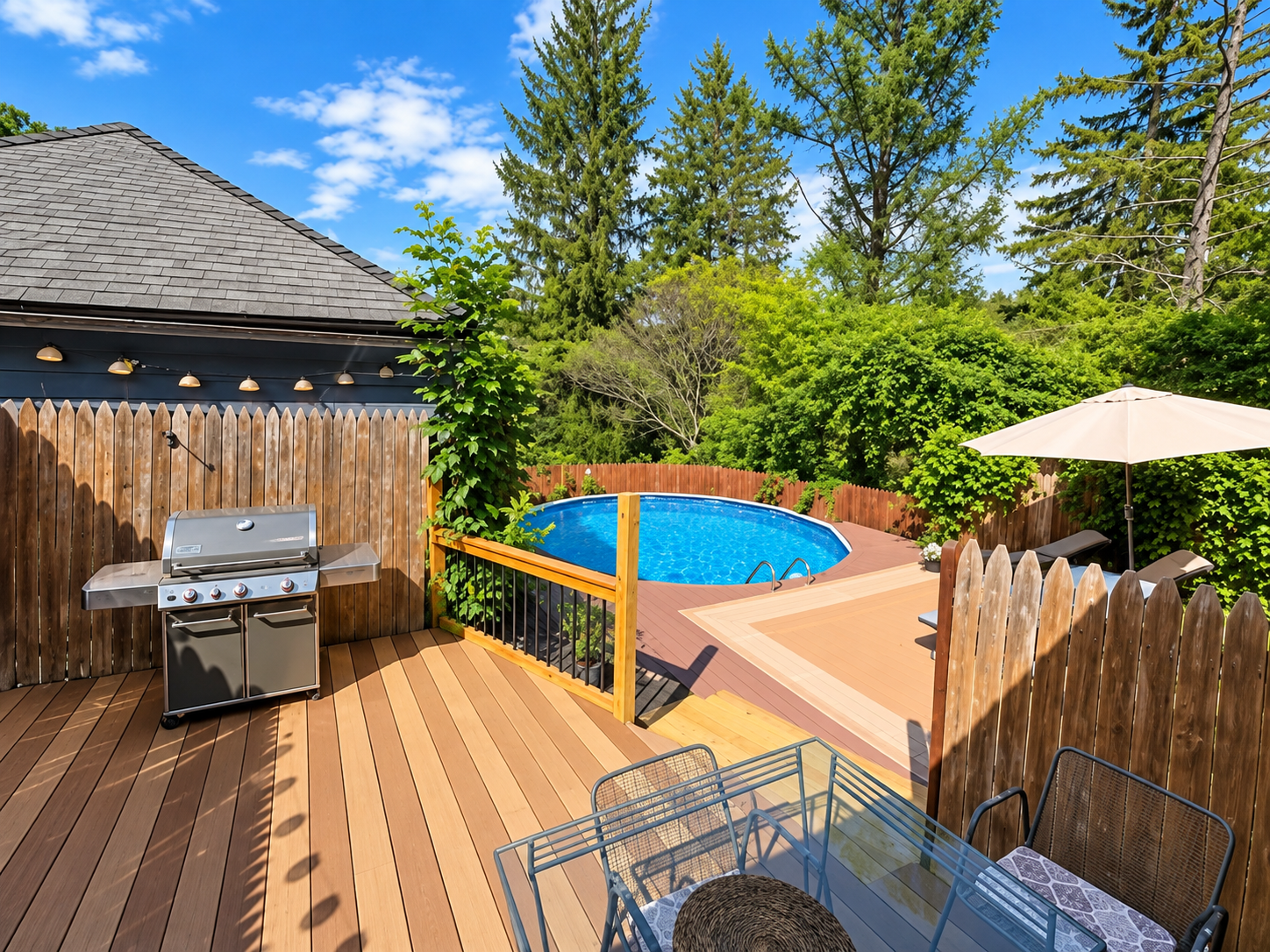 Milford Oasis pool and backyard deck
