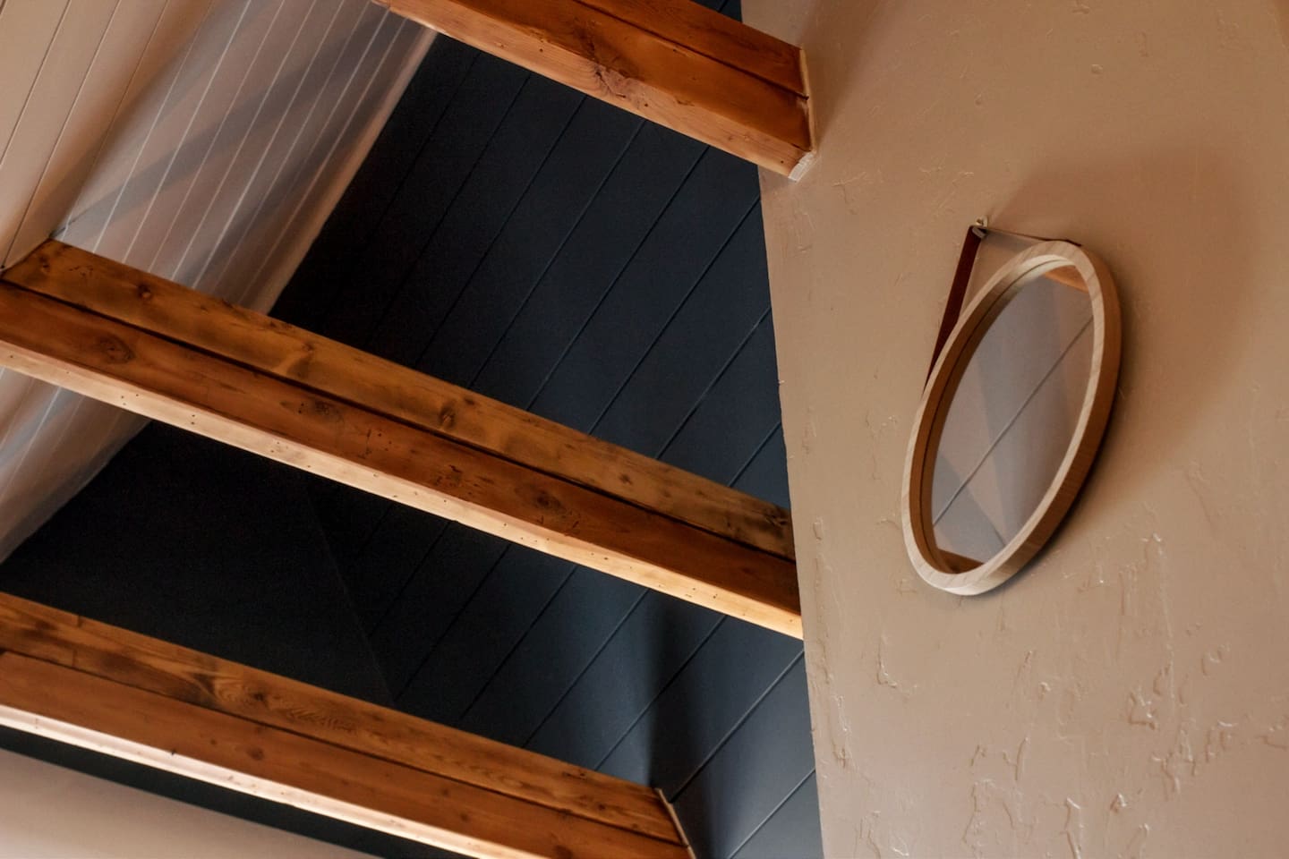 Upstairs Vaulted Ceilings with Exposed Beams