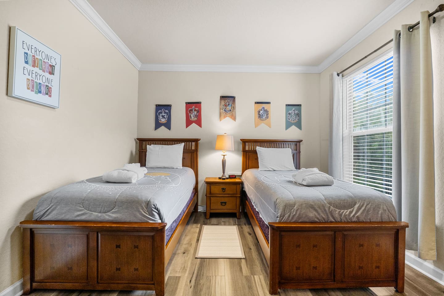 Bedroom 3, Harry Potter-themed, featuring twin beds. Ideal for sharing! 