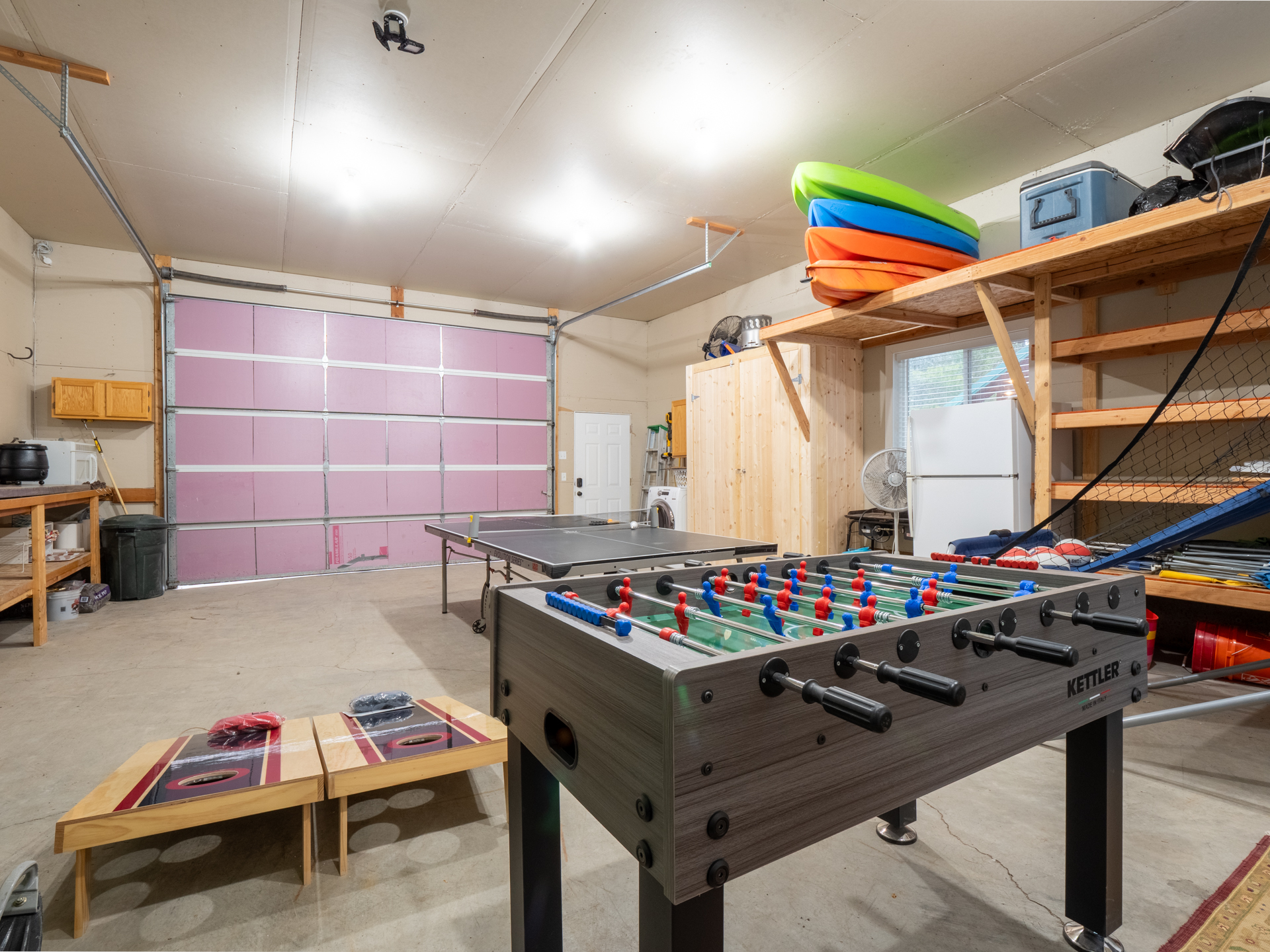 Corn Hole, Ping Pong, Foosball, Serving Table, Extra Fridge, Picnic Tables.  (Add on )