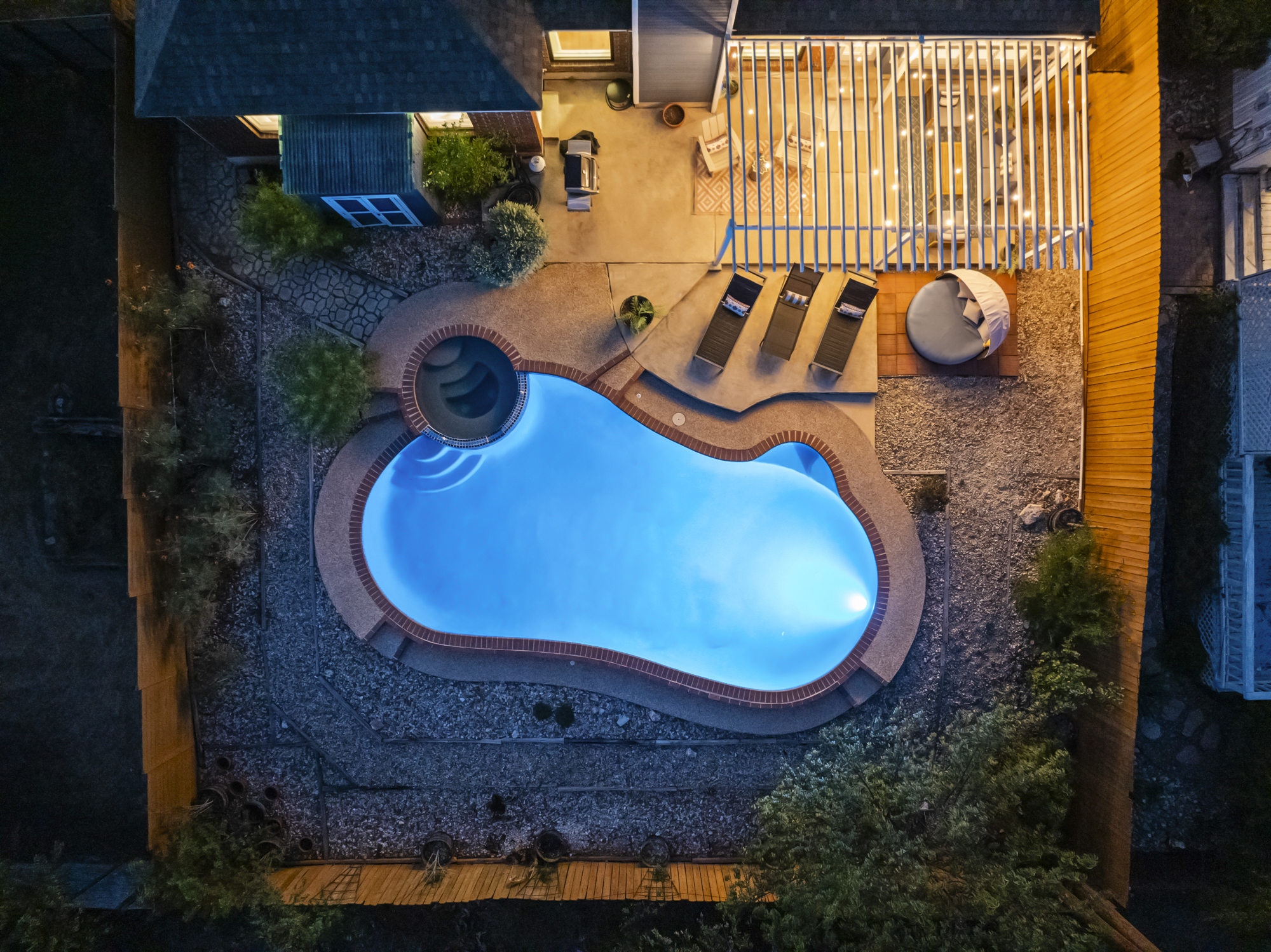 Your private, serene poolside escape awaits—perfect for evening relaxation!