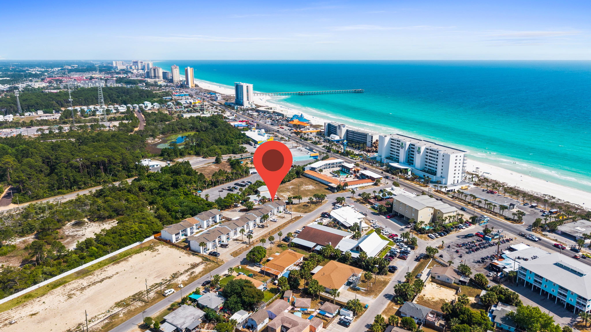 Aerial of Complex, Amenities, and Beach