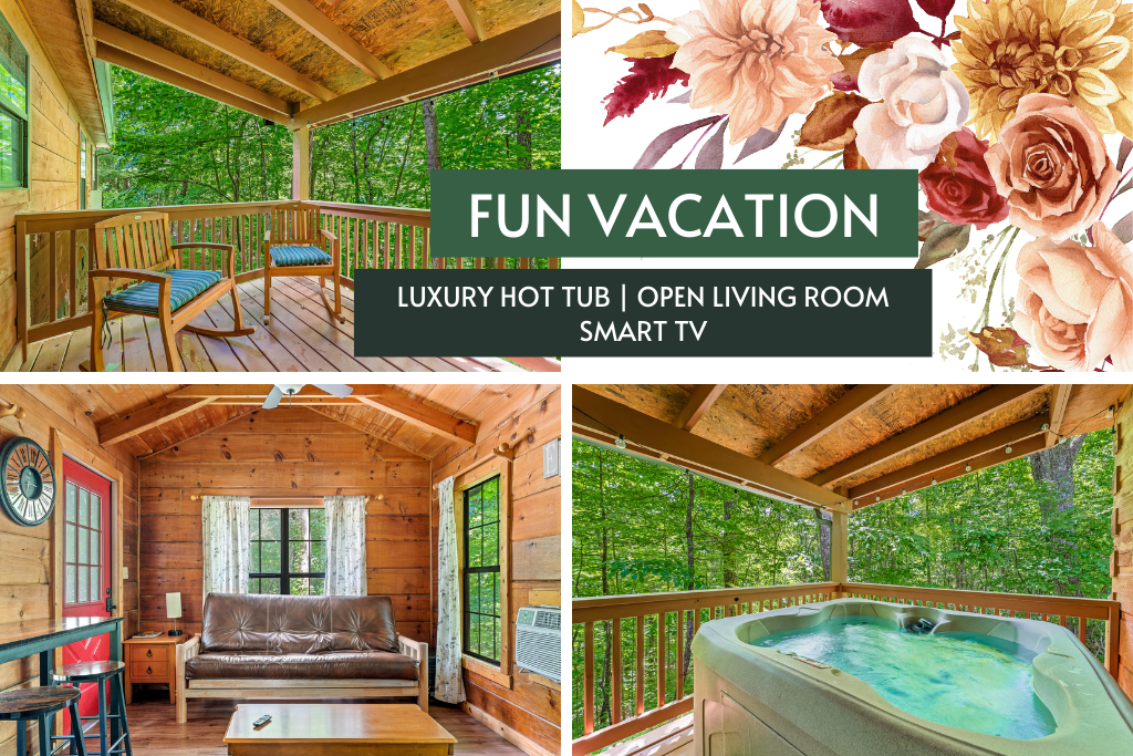 Enjoy a fun vacation with hot tub, Smart TV, and fireplace all in one cozy space