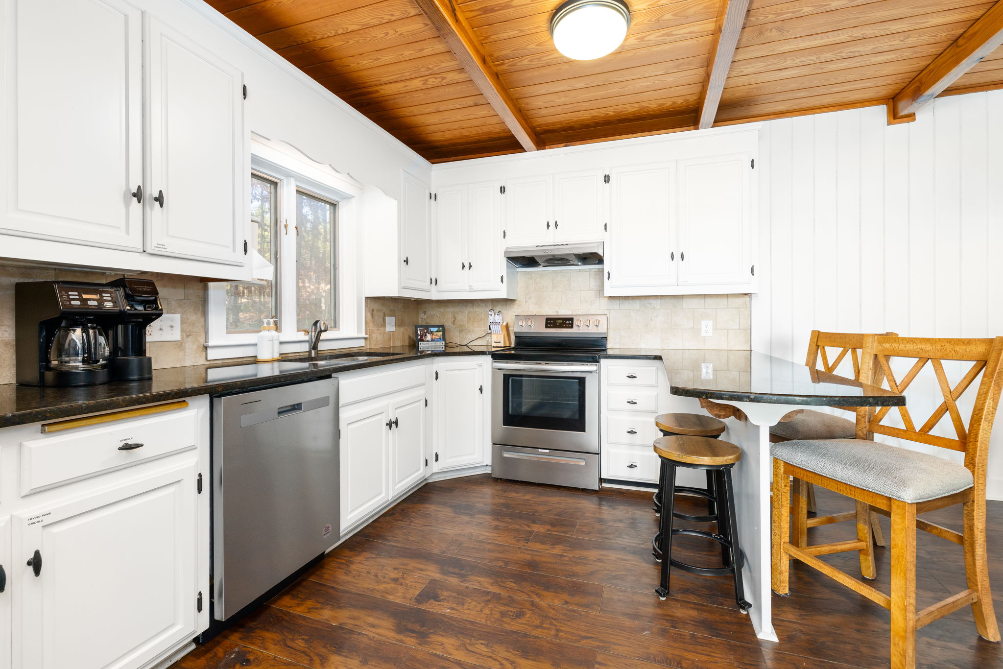 Large kitchen with all the kitchenware you'll need during your stay. Tons of counter space