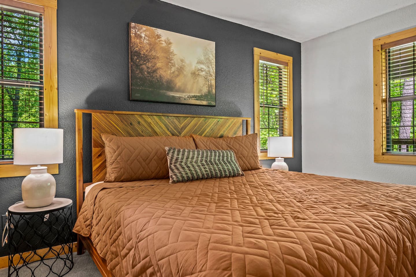 Main floor king bedroom with TV