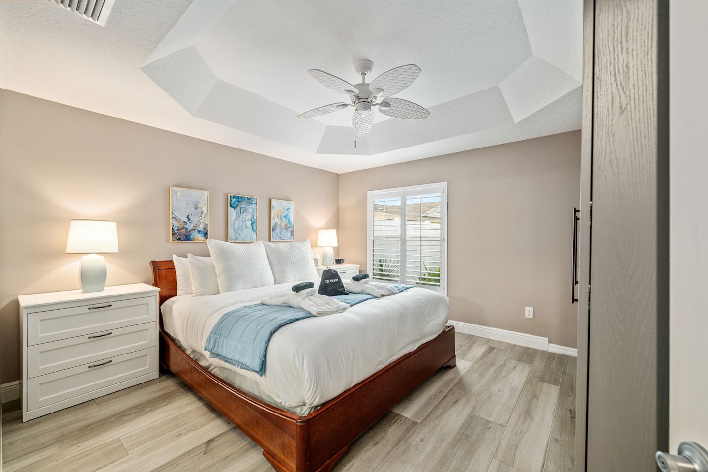 Large, comfortable king bed in the master bedroom so you can sleep well after a day of exploring all of the amazing things that The Villages has to offer!