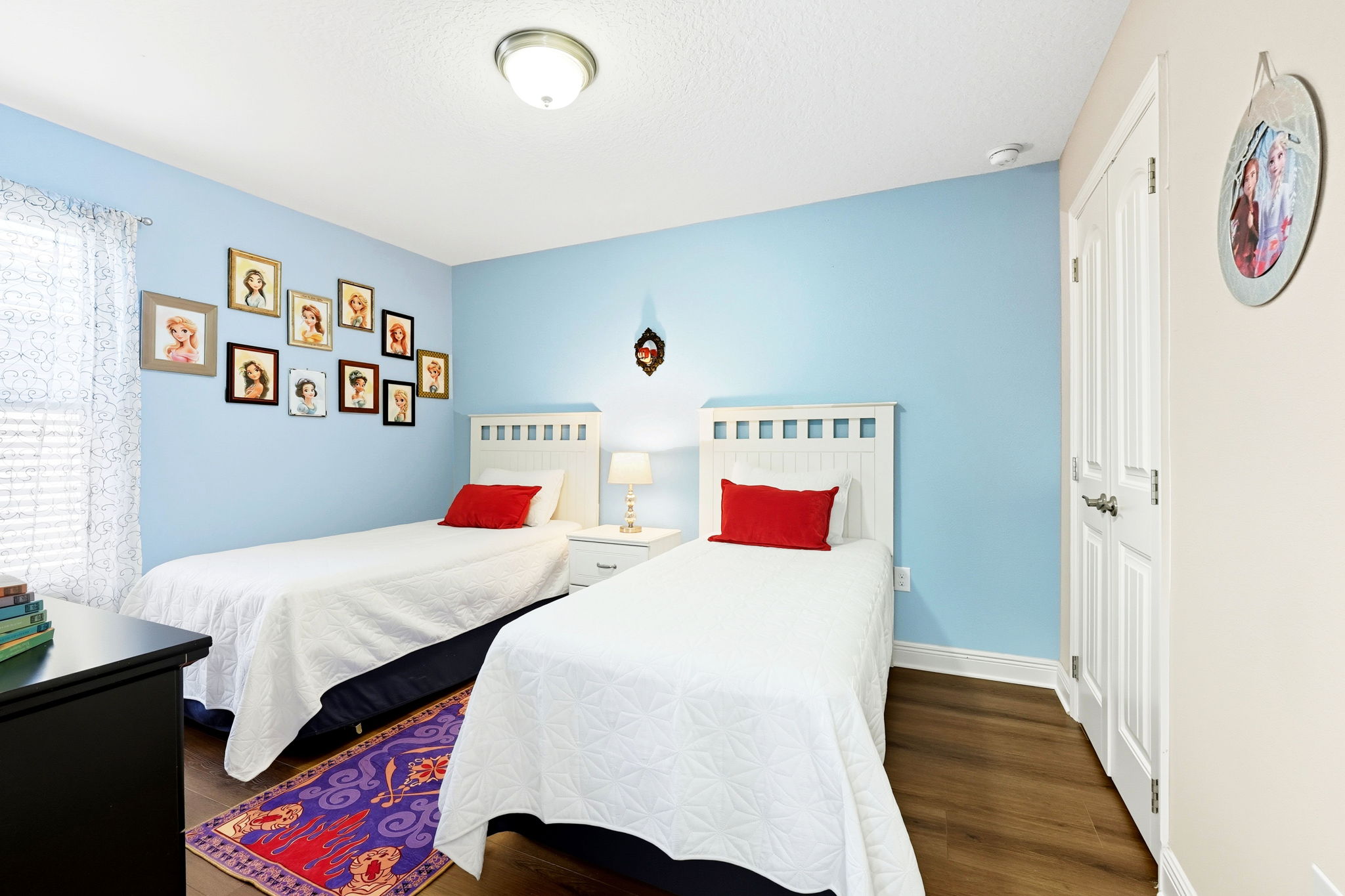 Royal Bedroom (Two twin beds = Convertible to KING) A royal retreat with dreamy pastels and fairytale charm.