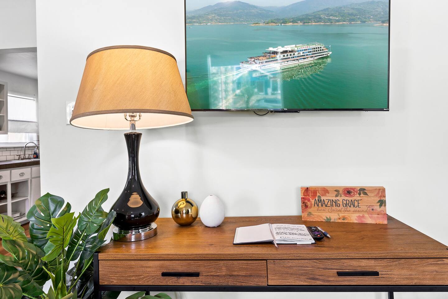 big flat screen TV in living room