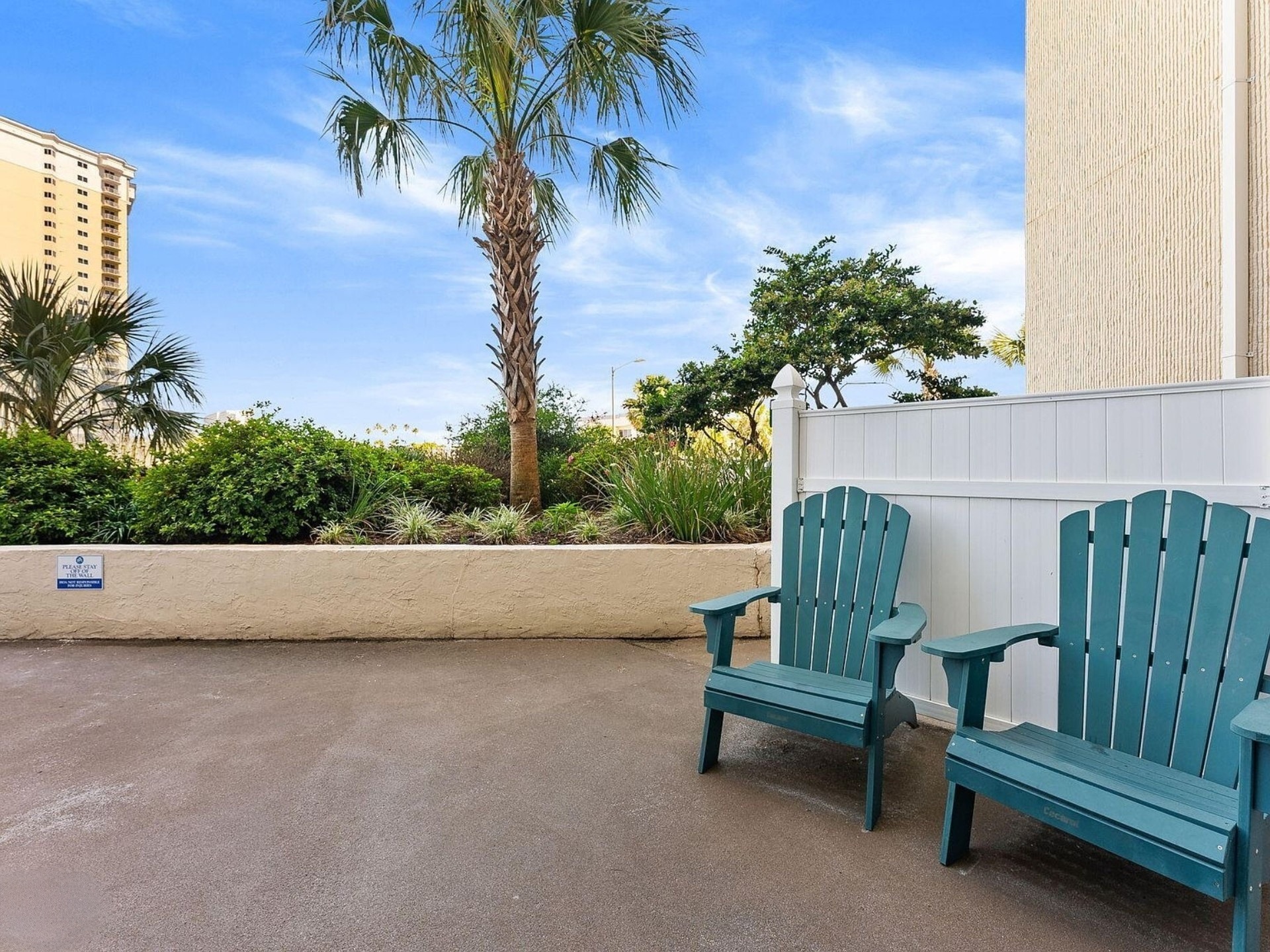 Private patio with seating