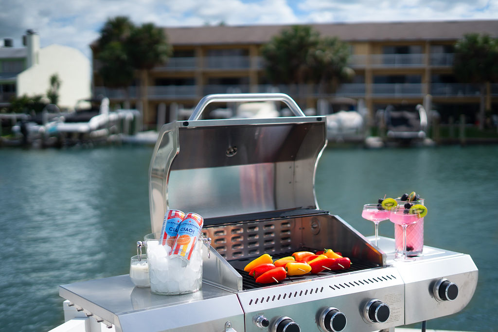 A gas grill overlooking the Intracoastal makes the outdoor meals easy and fun.