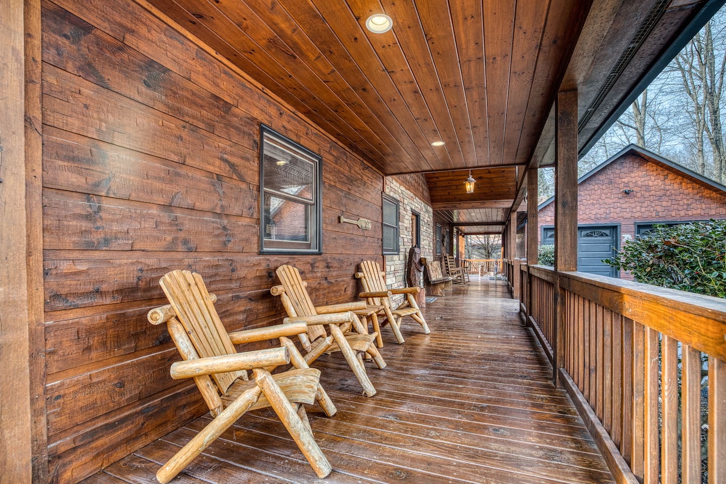 Mountain views from the wrap-around porch. (Garage not available for guest use.)