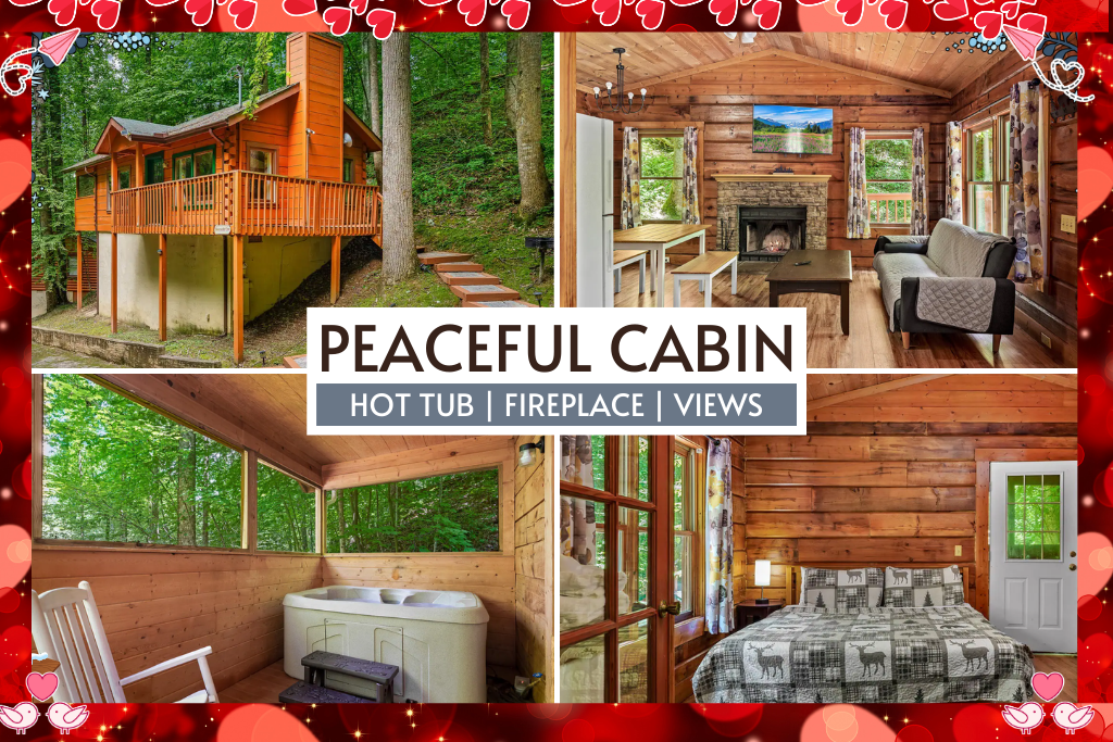 Embrace the tranquility of the mountains in this charming cabin, surrounded by woods and fresh air, complete with a private hot tub, fireplace, and scenic forest views.