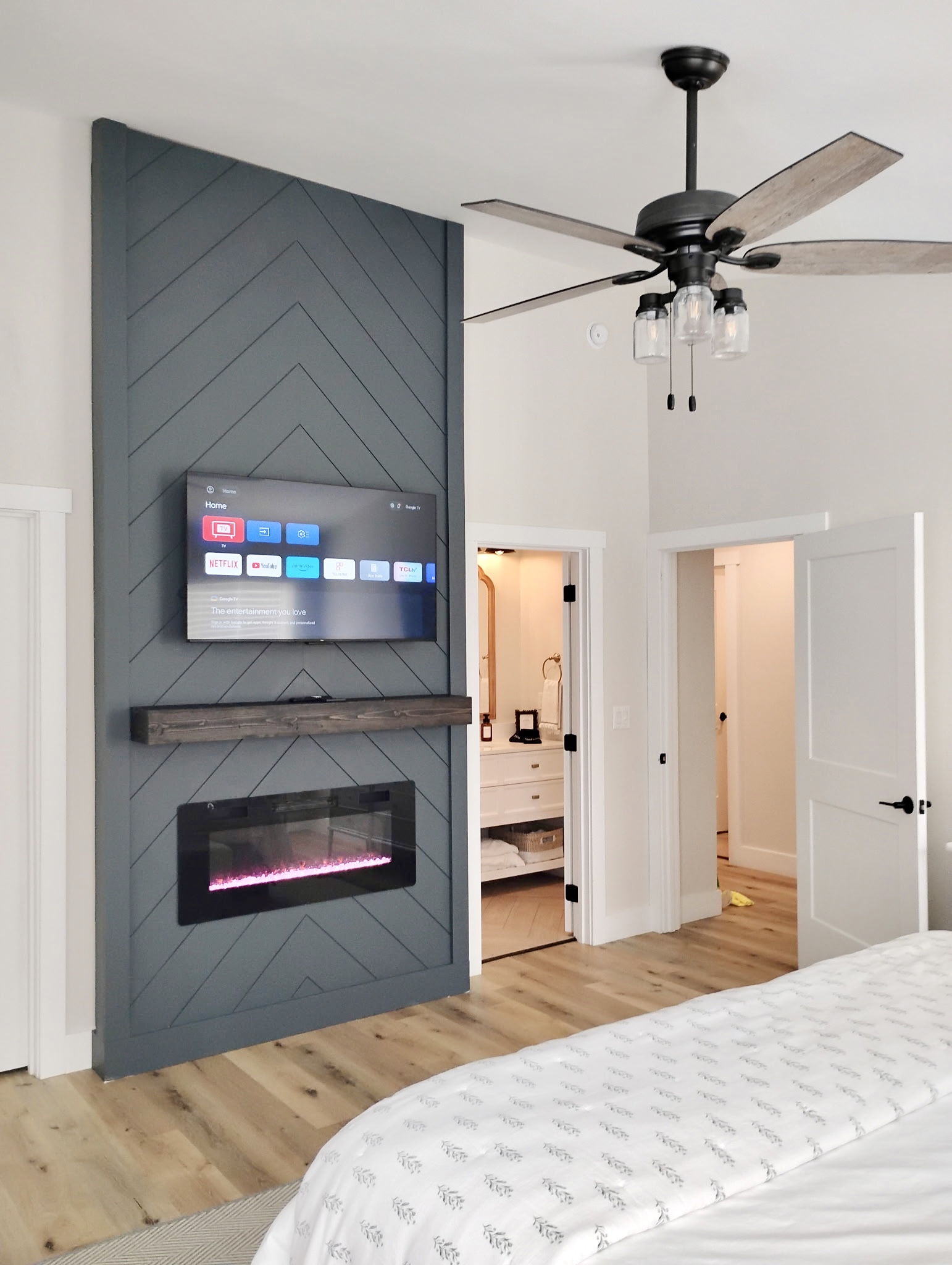 Soaring vaulted ceilings throughout the second floor. Each bedroom equipped with dimmable lighting and ceiling fans.