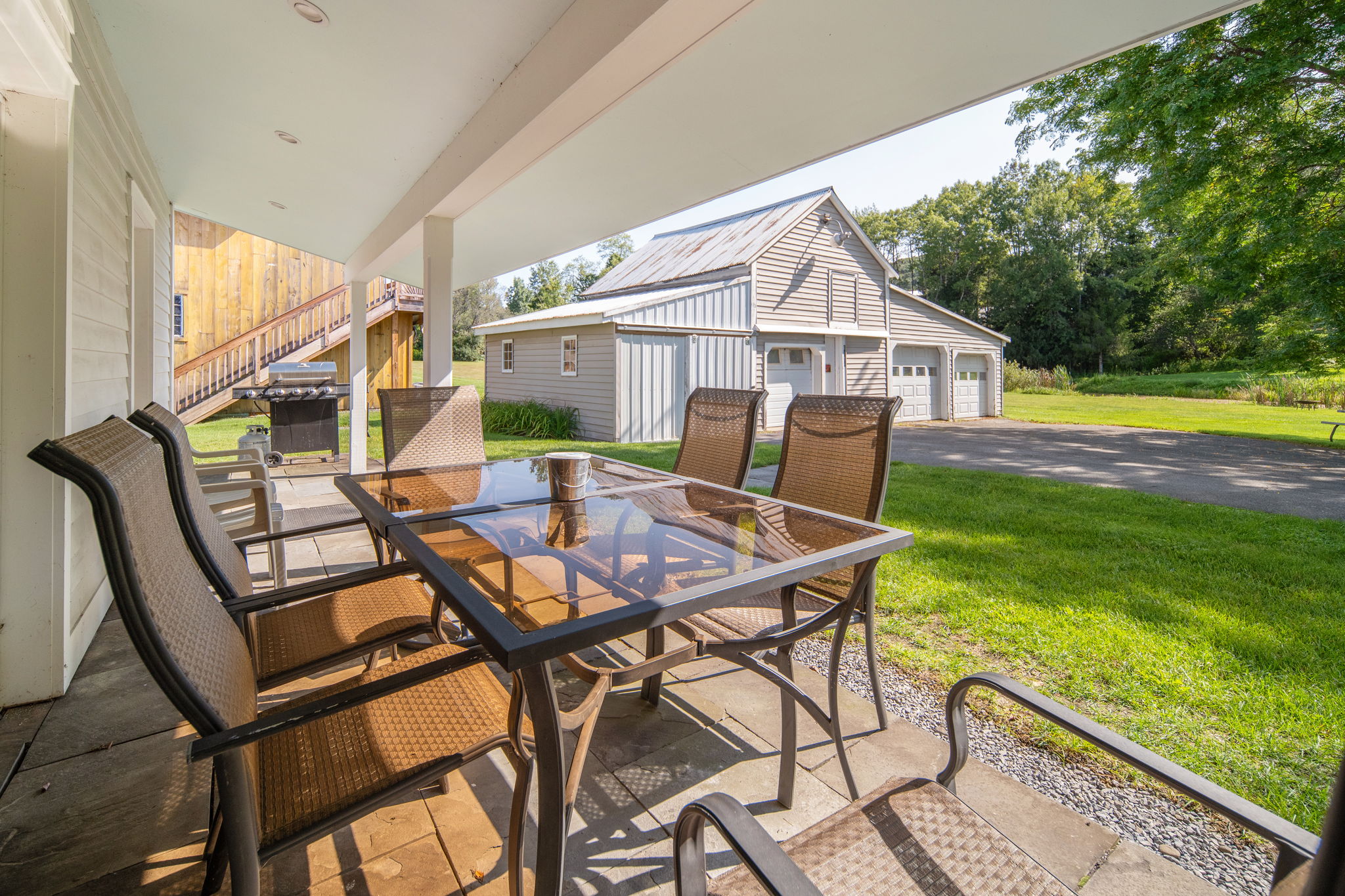 Enjoy breakfast or dinner outdoors on the covered dining patio.