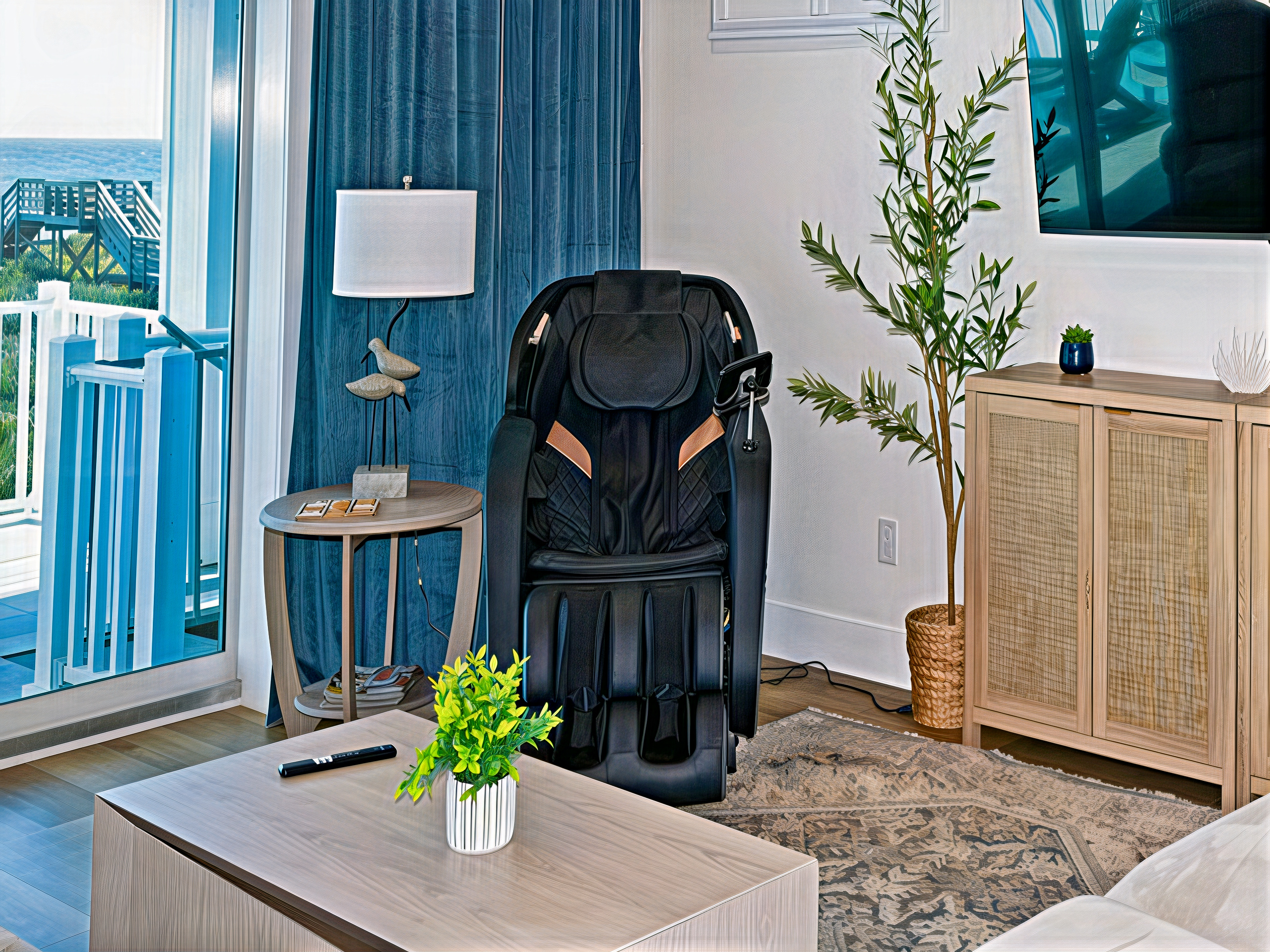 Full-body massage chair for peak vacation mode 💆‍♂️
Unwind after the beach with deep relaxation right in the living room—kick back, press start, and let the stress melt away.