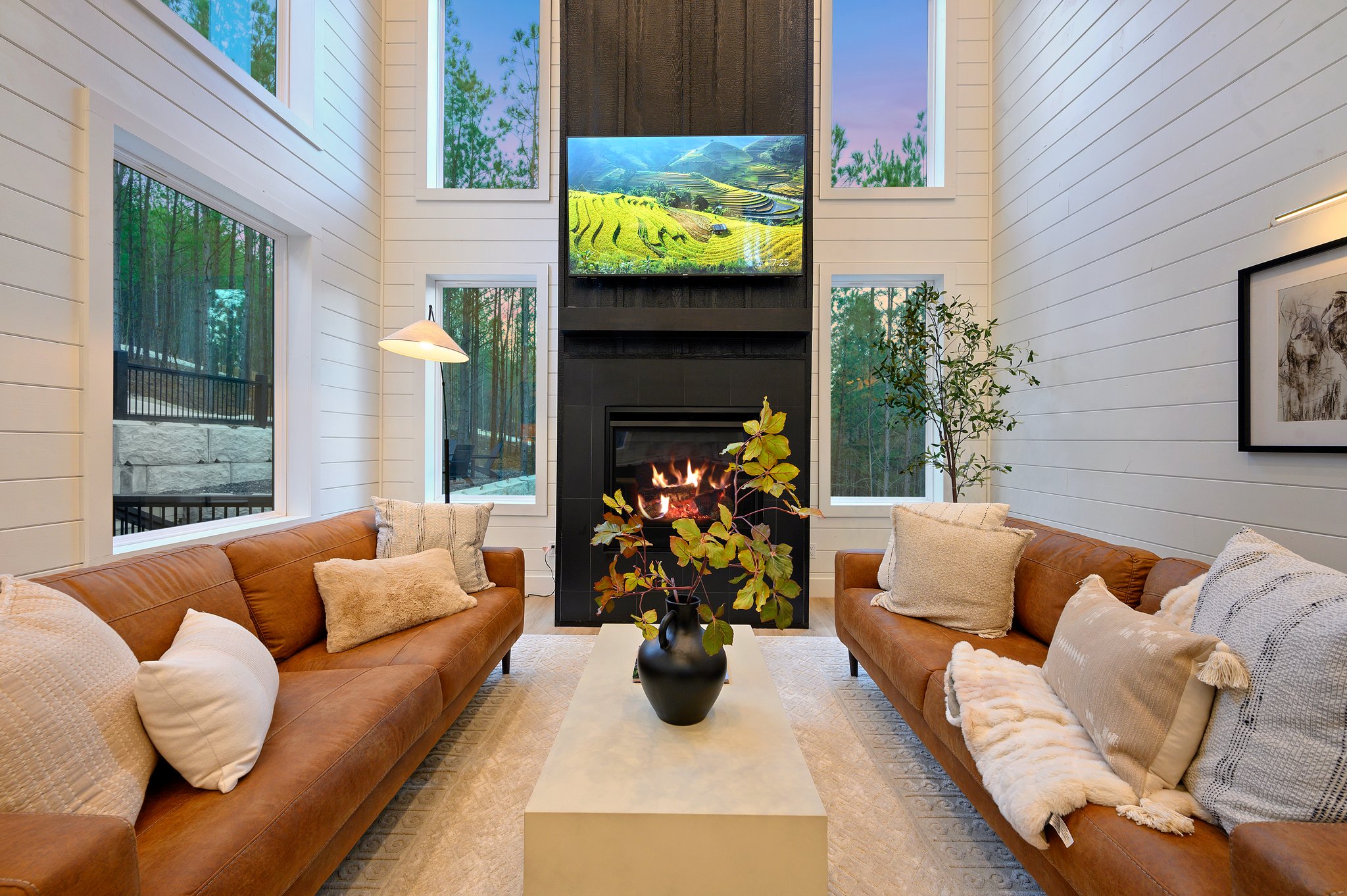 Thoughtfully styled decor and soft lighting create a calm, welcoming atmosphere.