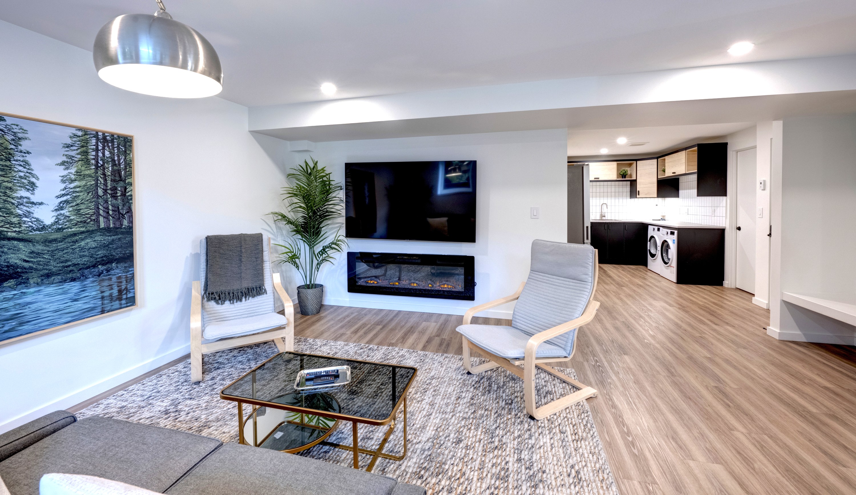 Living room view looking toward the kitchen area.