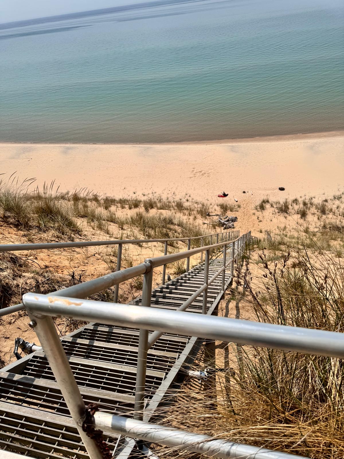 There are about 90 steps down to our beach. There is also a public beach just a short walk or drive south from our property with no stairs required.
