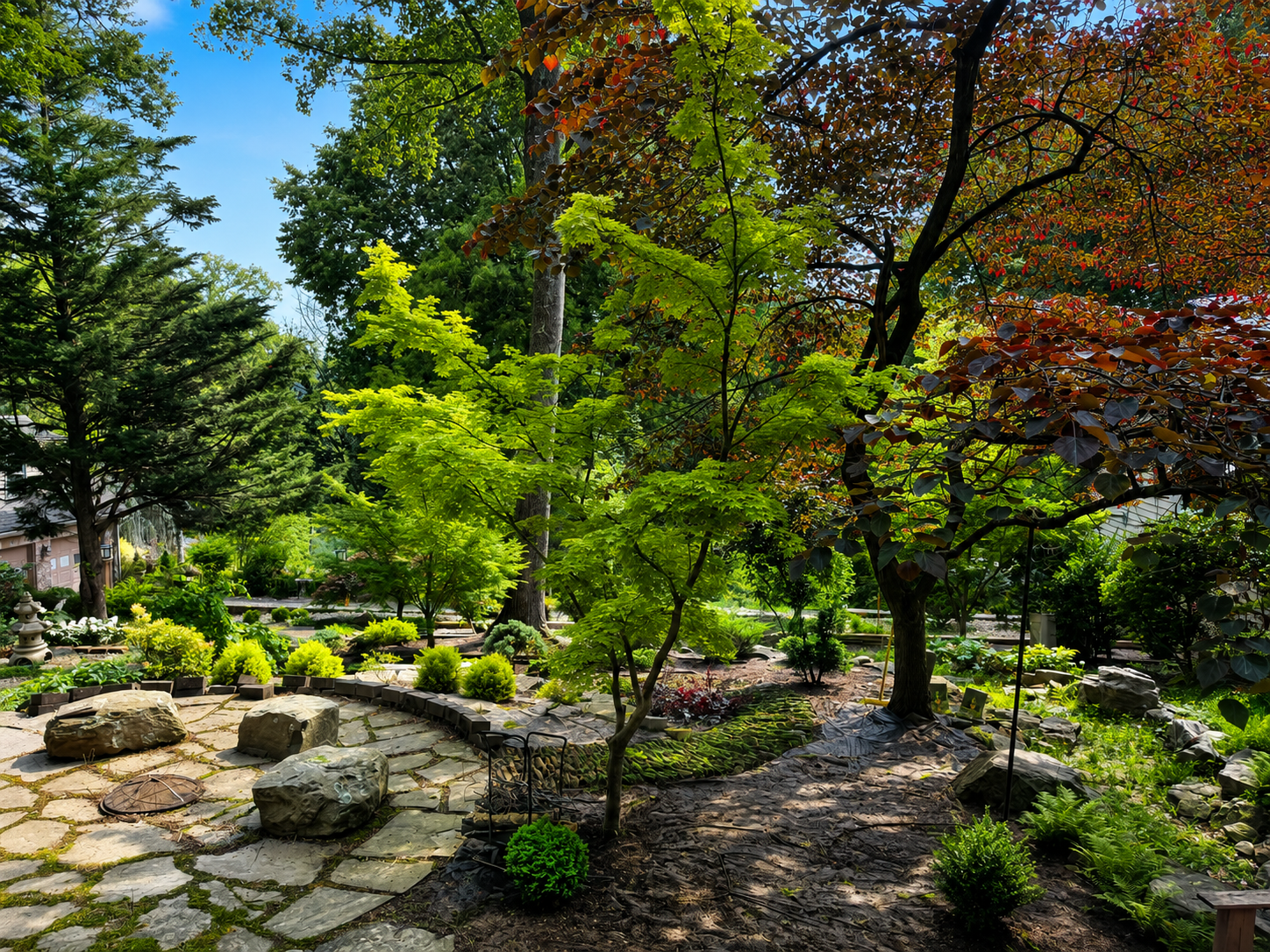 Meditate and take in relaxing views of the Japanese Garden and natural stone landscape