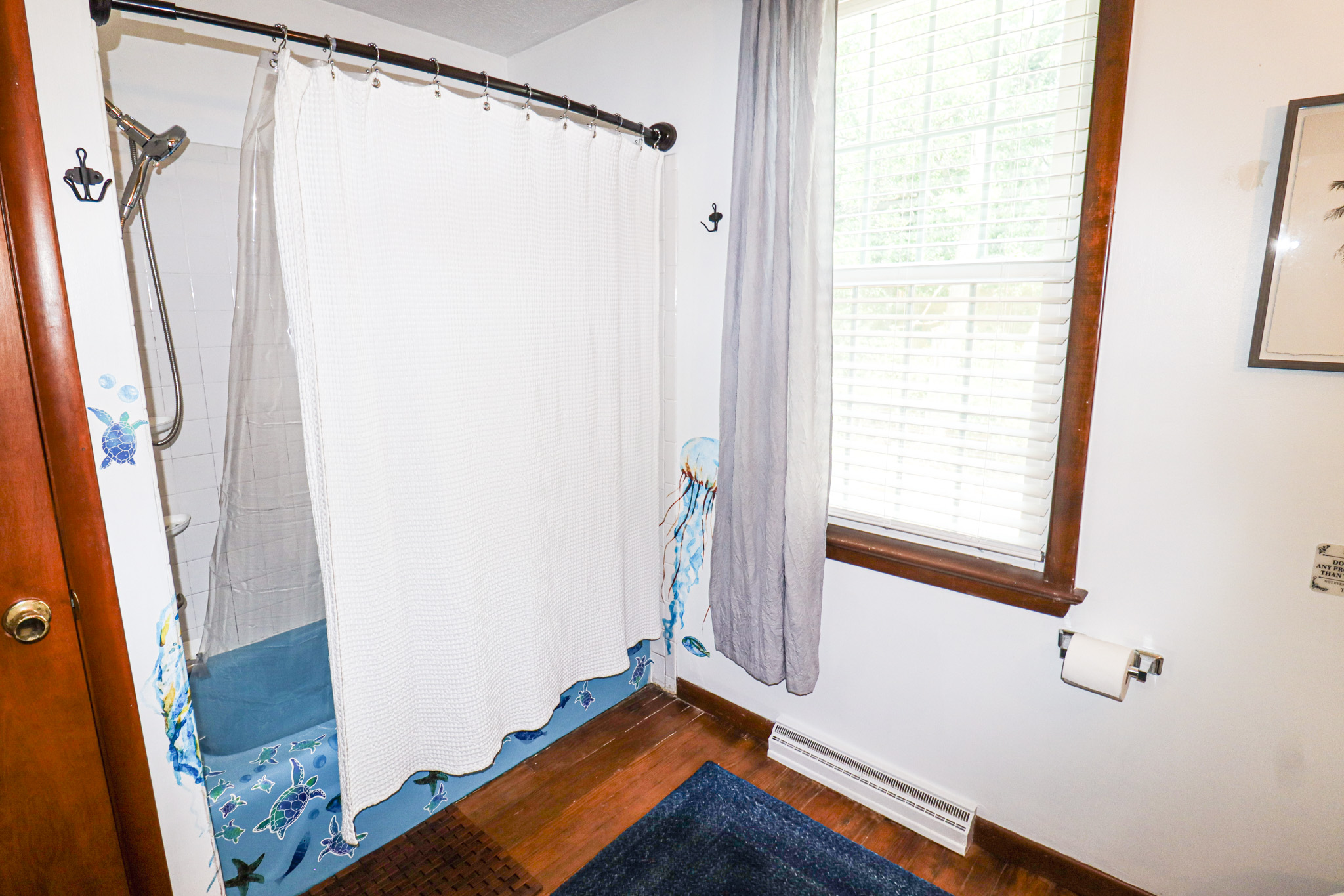 Whether you're getting ready for the day or winding down after a soak in the hot tub, this roomy bathroom provides the perfect space to refresh and recharge