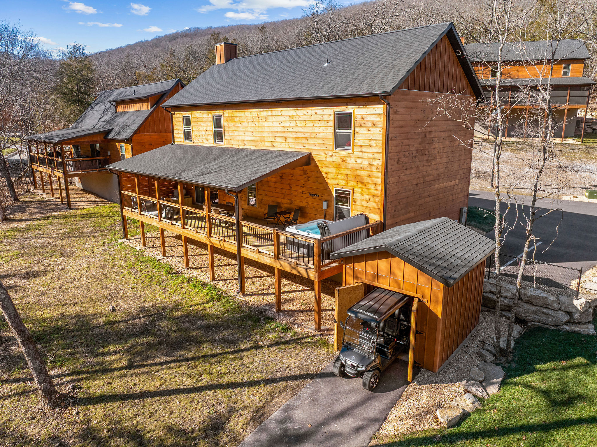 Welcome to Take a Hike cabin in Tall Timbers Camp! Your one stop shop for adventure and relaxation. Golf cart and hot tub included! ;)
