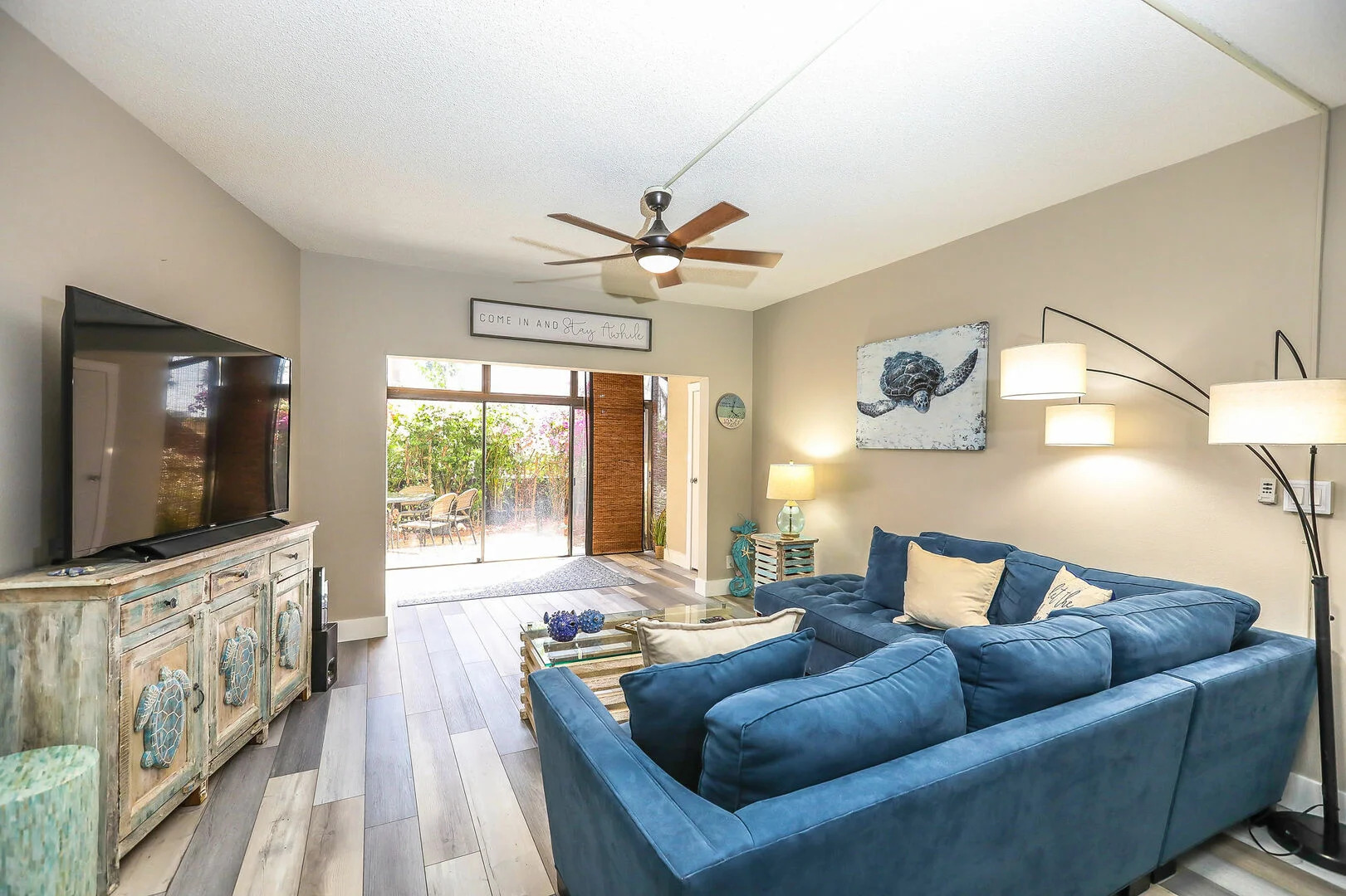 Relaxed lounge area, kick back, stream, and recharge.