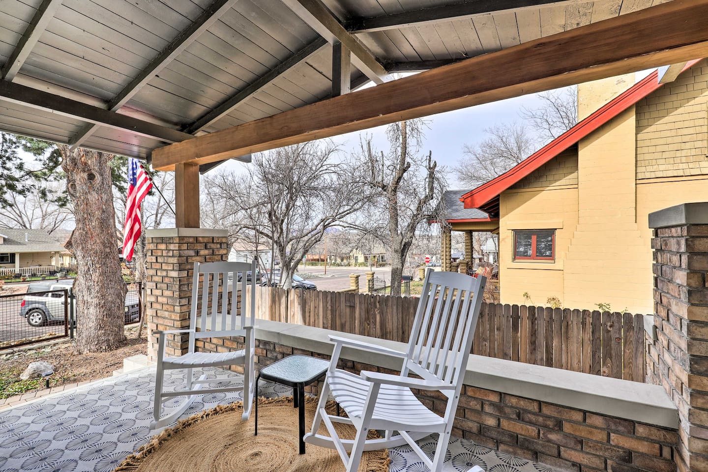 Settle into a rocking chair with your morning coffee and watch the neighborhood wake up.