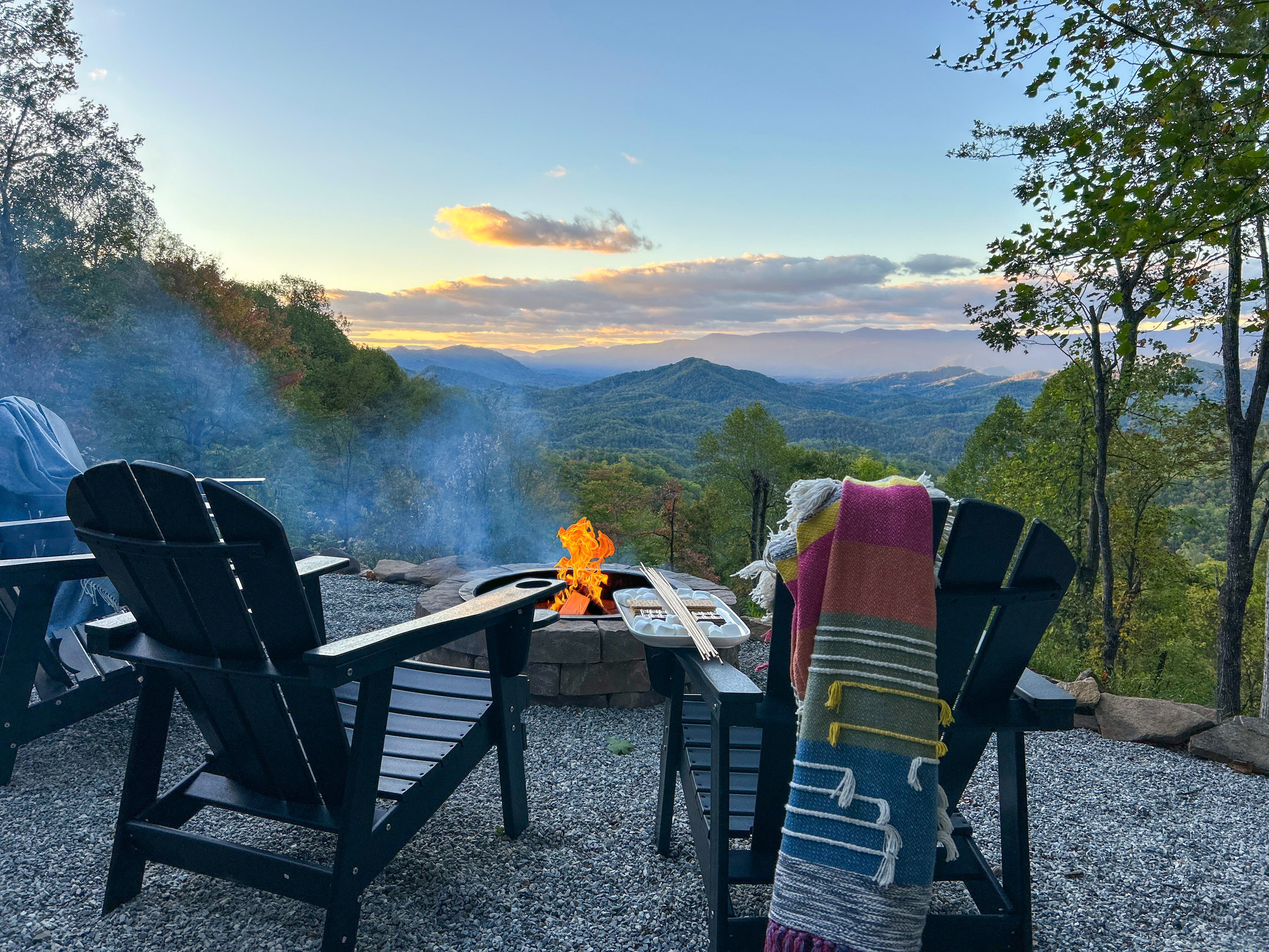 The mountain air brings a blissful feeling to an evening at Blue Smoke Lodge.